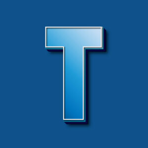 3D Blue Letter T Design