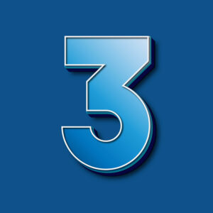 3D Blue Number Three Design