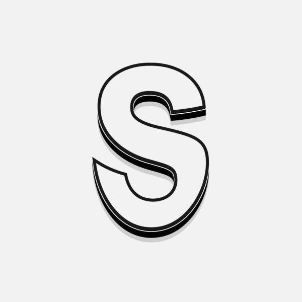 White Letter S With Black Border