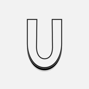 White Letter U With Black Border