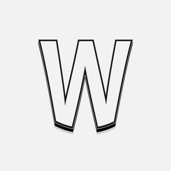 White Letter W With Black Border