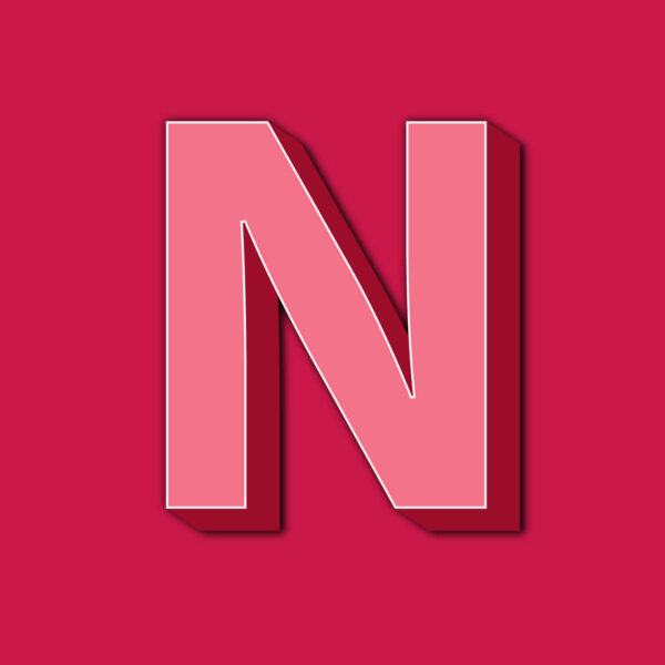 3D Red Letter N Design