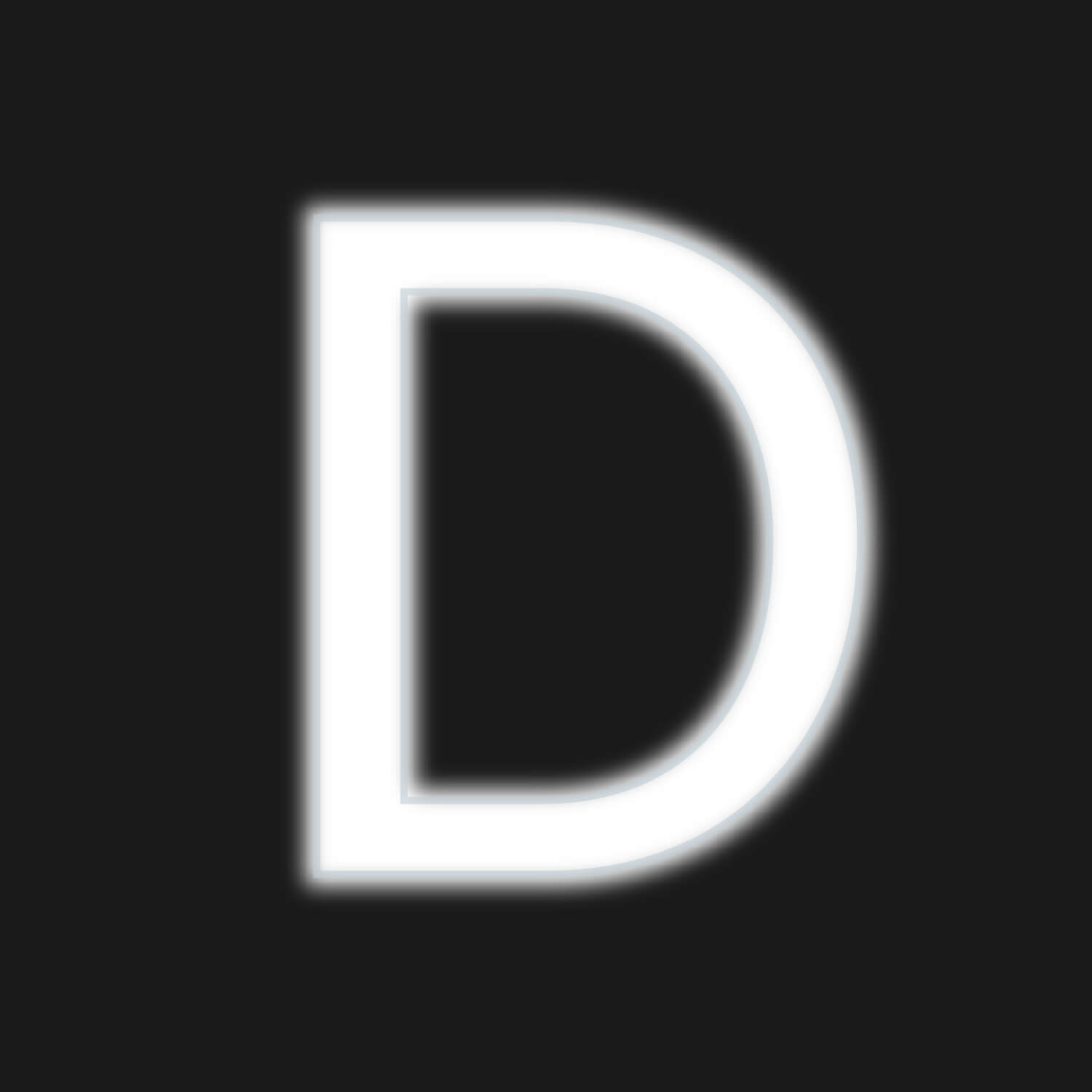 Letter D White Neon Design