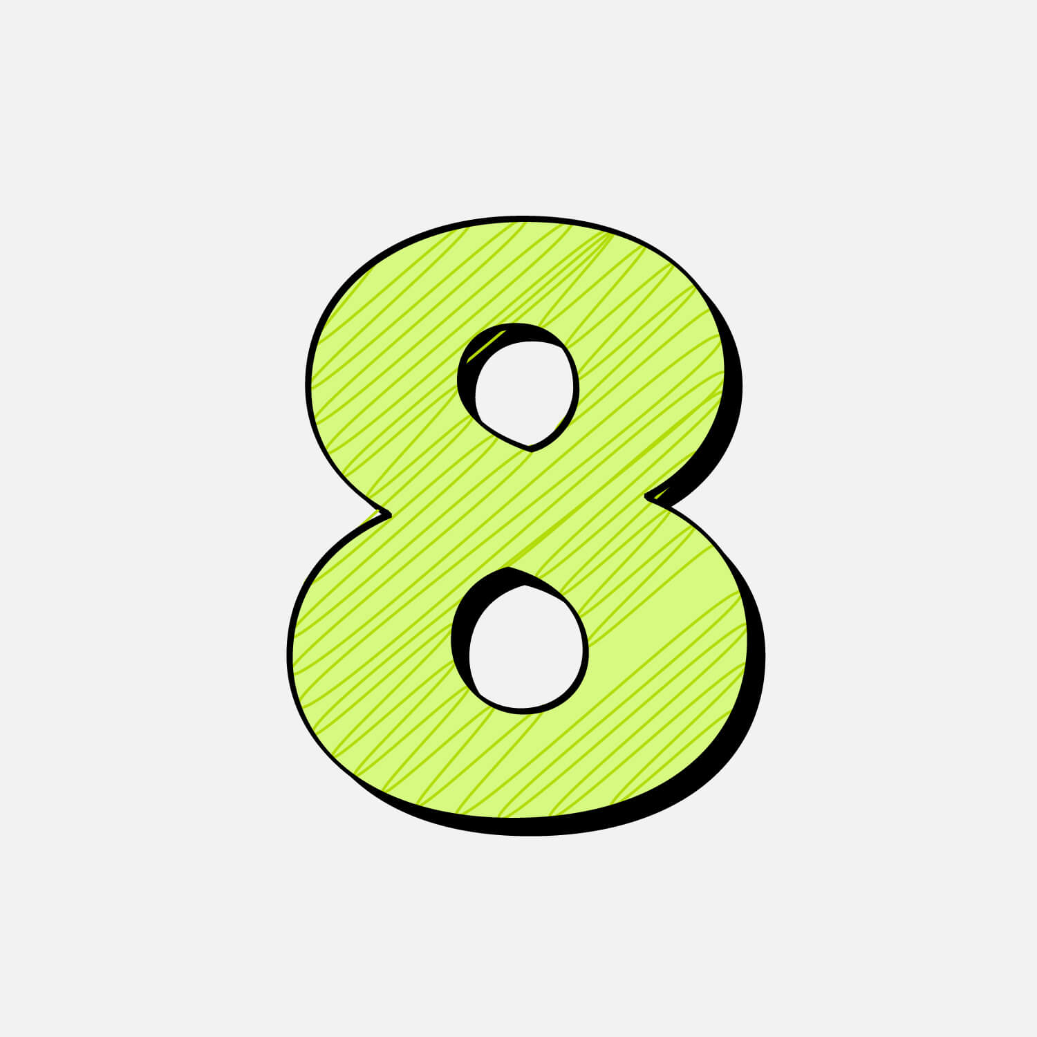Number Eight With Green Line Design