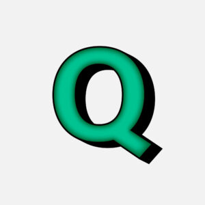 3D Green Letter Q With Black Border