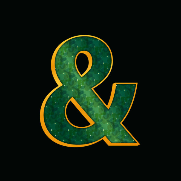 Green Ampersand Symbol With Gold Border