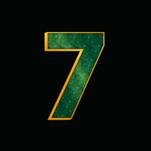 Green Number Seven With Gold Border