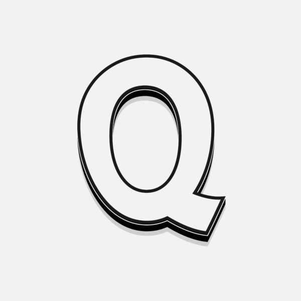 White Letter Q With Black Border