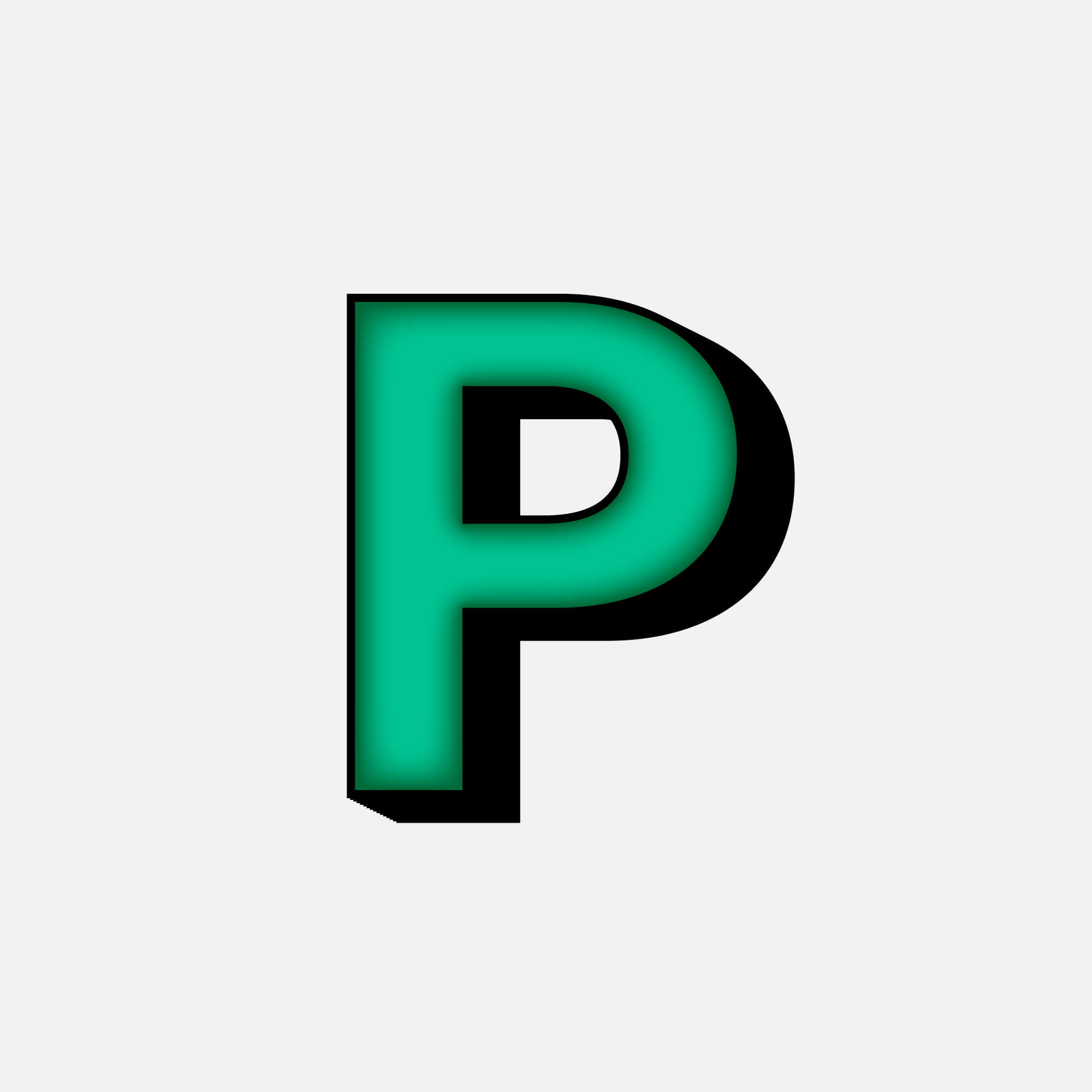 3D Green Letter P With Black Border