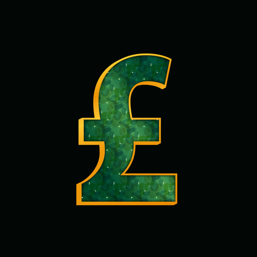 Green Pound Symbol With Gold Border – Typostock