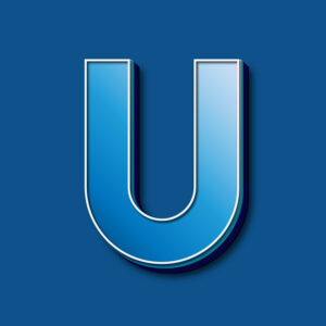 3D Blue Letter U Design
